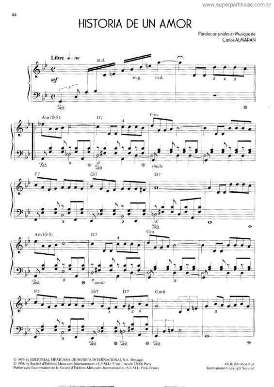 Partitura da música Historia De Un Amor v.3