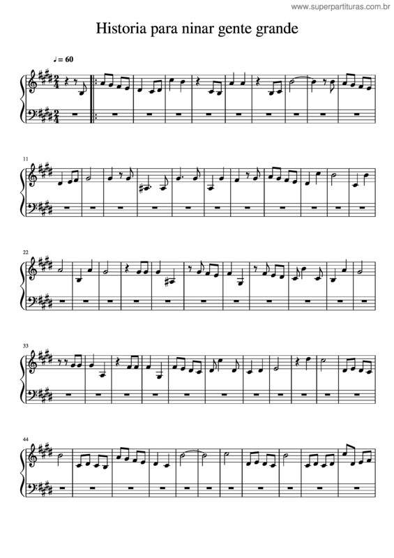 Partitura da música Historia Para Ninar Gente Grande