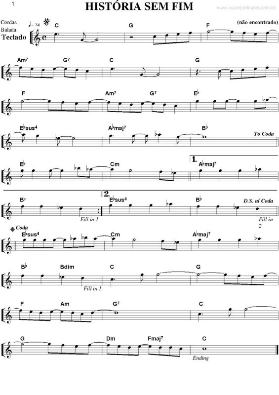 Partitura da música História Sem Fim
