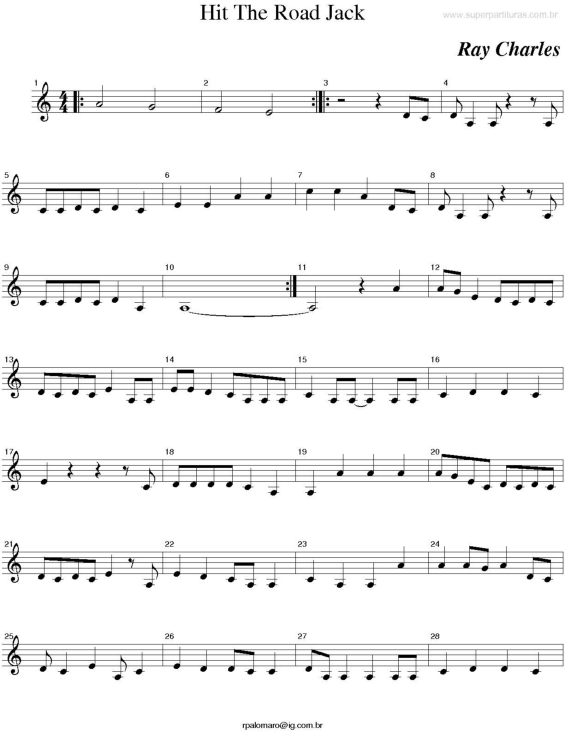 Partitura da música Hit the Road Jack v.3