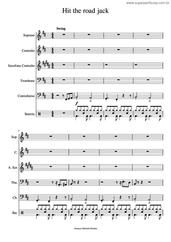 Partitura da música Hit The Road Jack v.9