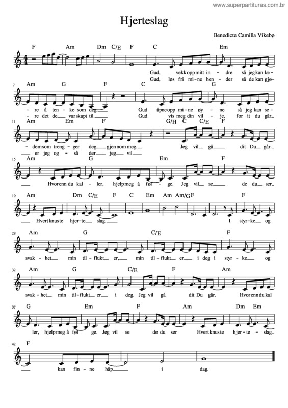 Partitura da música Hjerteslag