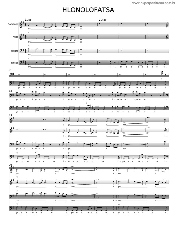 Partitura da música Hlonolofatsa – Soweto Gospel Choir v.2