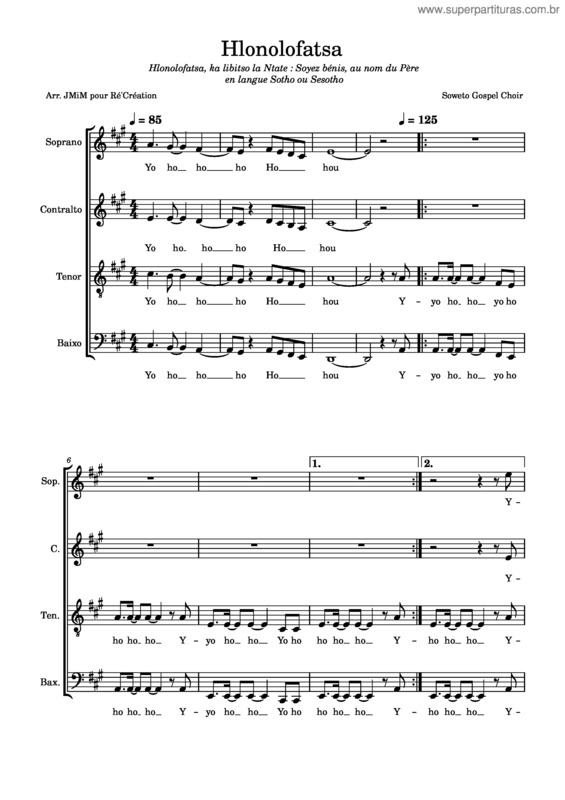 Partitura da música Hlonolofatsa