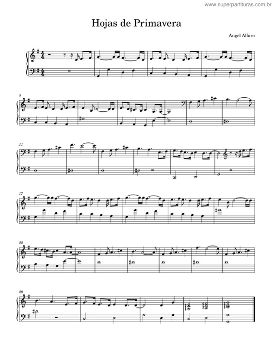 Partitura da música Hojas De Primavera