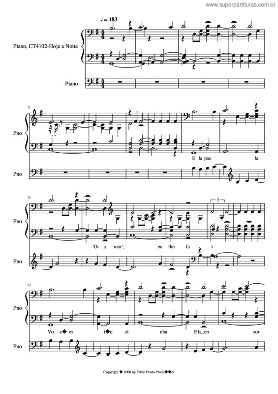 Partitura da música Hoje A Noite Não Tem Luar – Legião Urbana