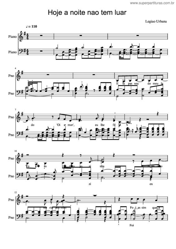 Partitura da música Hoje A Noite Nao Tem Luar v.4