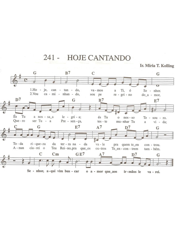 Partitura da música Hoje Cantando