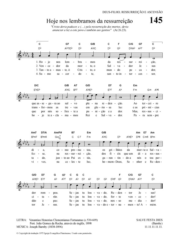 Partitura da música Hoje Nos Lembramos Da Ressurreição