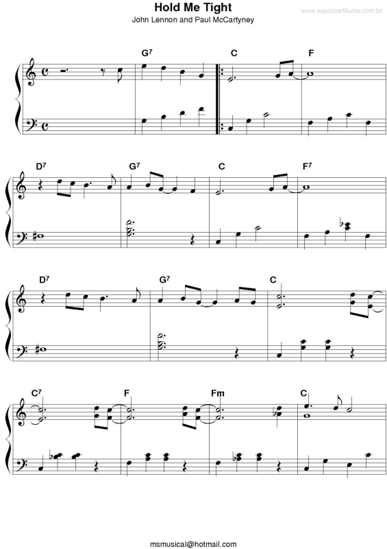 Partitura da música Hold Me Tight