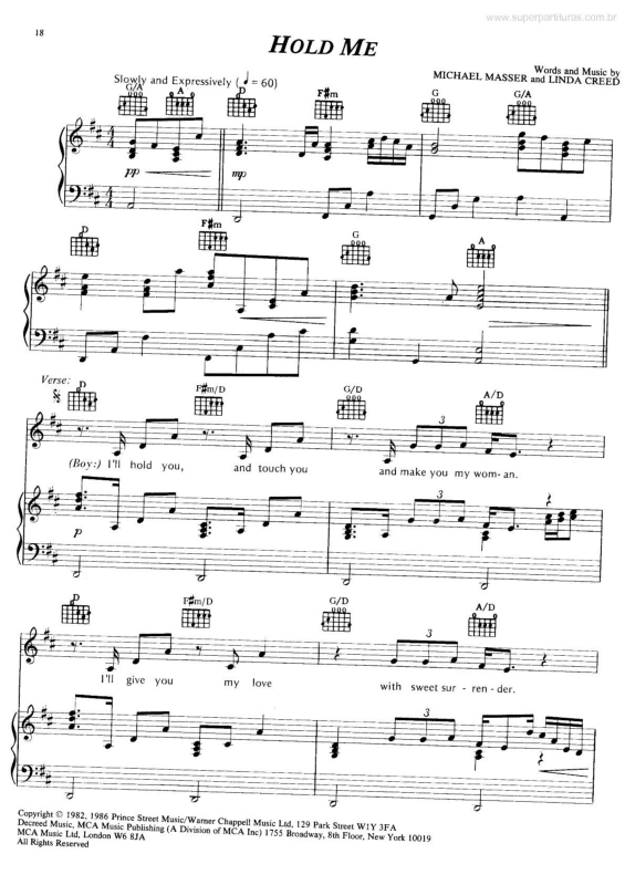 Partitura da música Hold Me