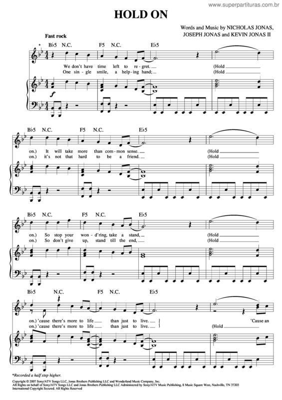 Partitura da música Hold On