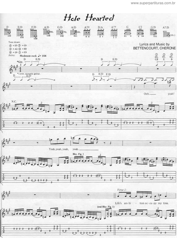 Partitura da música Hole hearted