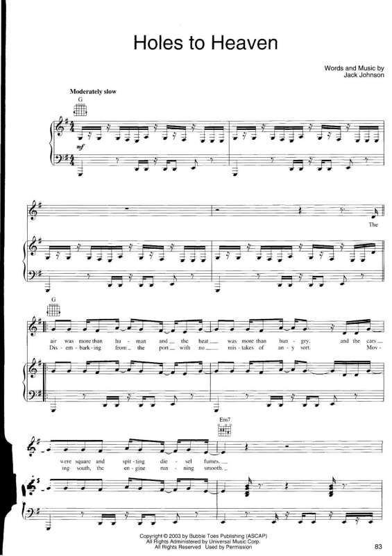 Partitura da música Holes to Heaven