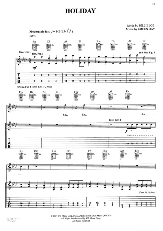 Partitura da música Holiday v.6