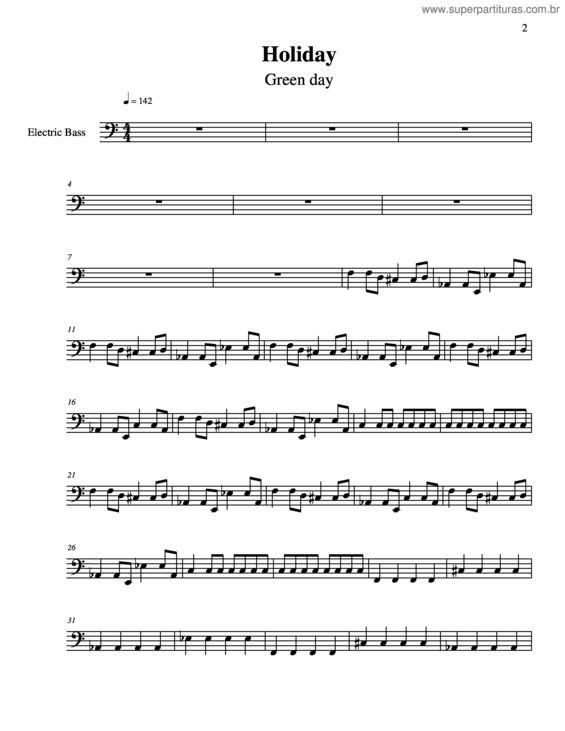 Partitura da música Holiday