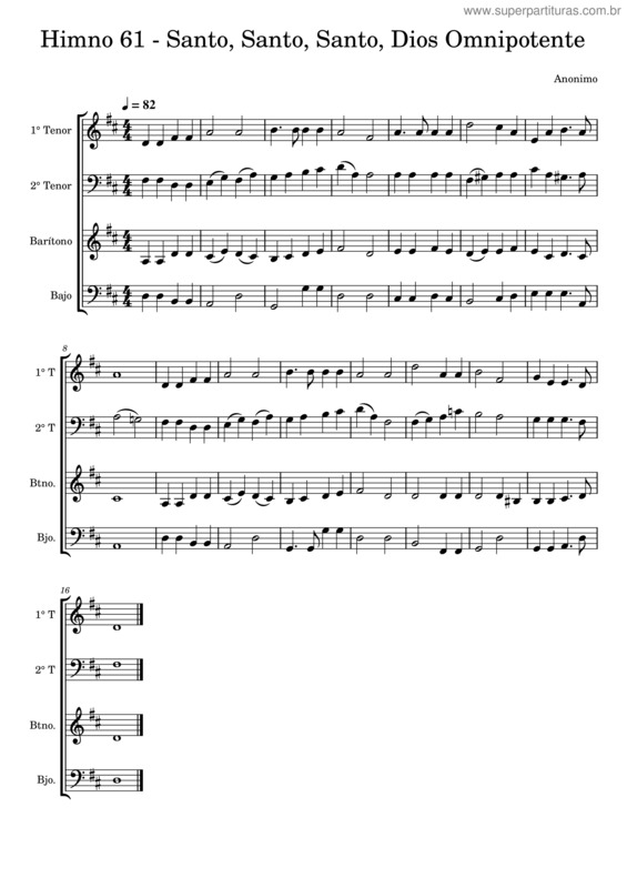 Partitura da música Holy, Holy, Holy – John B. Dykes 061 Santo, Santo, Santo, Dios Omnipotente – Himnario Adventista.Mscz