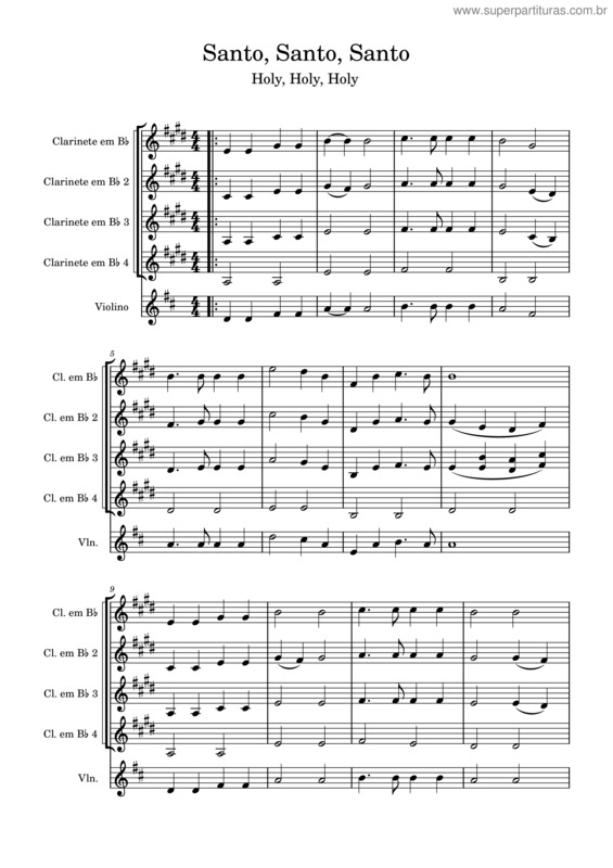 Partitura da música Holy, Holy, Holy – John B. Dykes Santo, Santo, Santo