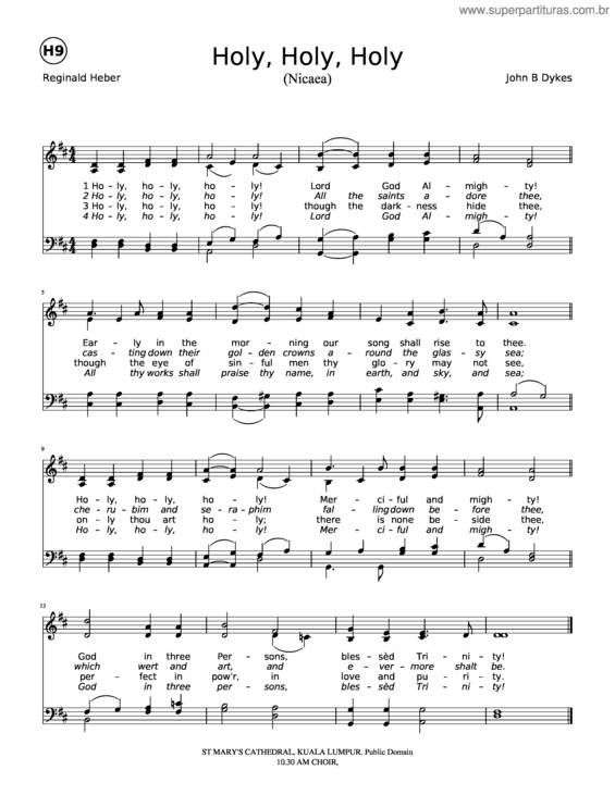 Partitura da música Holy, Holy, Holy