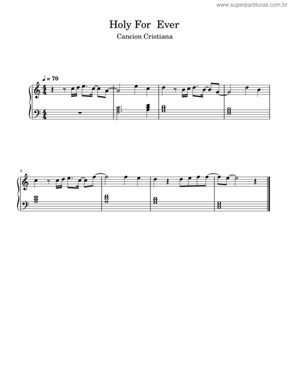 Partitura da música Holy For Ever