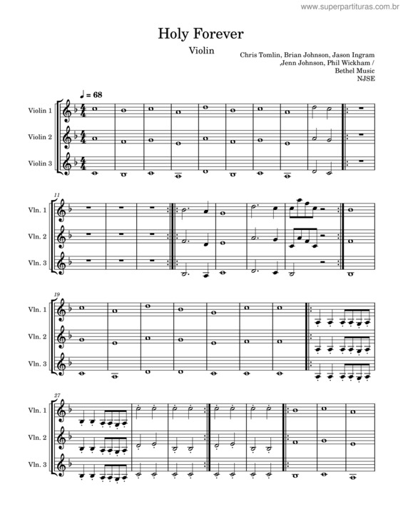 Partitura da música Holy Forever Cris Flores Njse