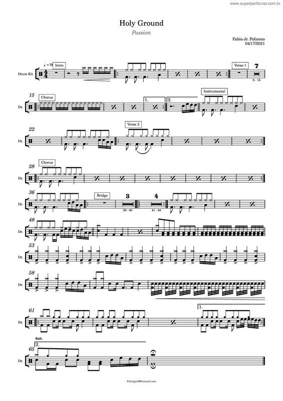 Partitura da música Holy Ground