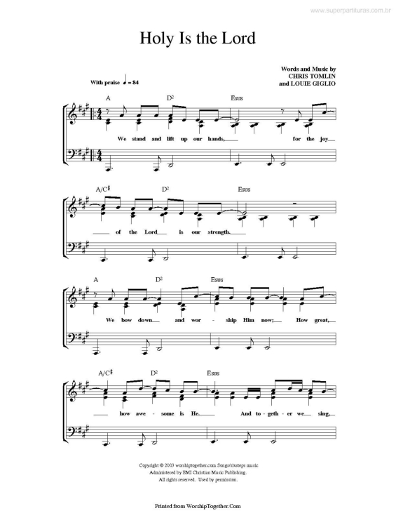 Partitura da música Holy is the Lord