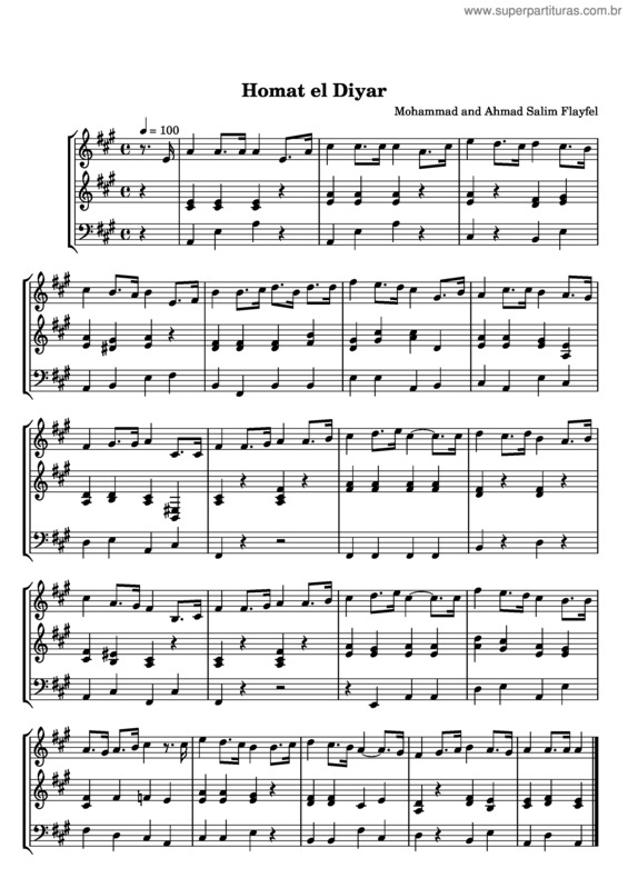Partitura da música Homat el Diyar