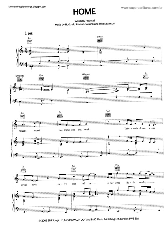 Partitura da música Home v.13