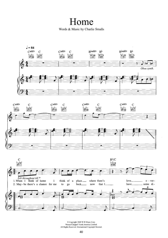 Partitura da música Home v.4