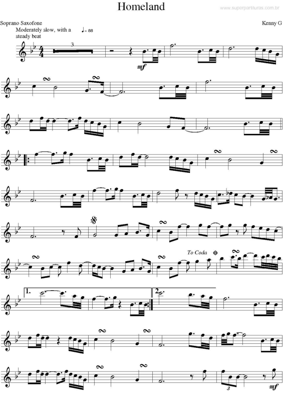 Partitura da música Homeland