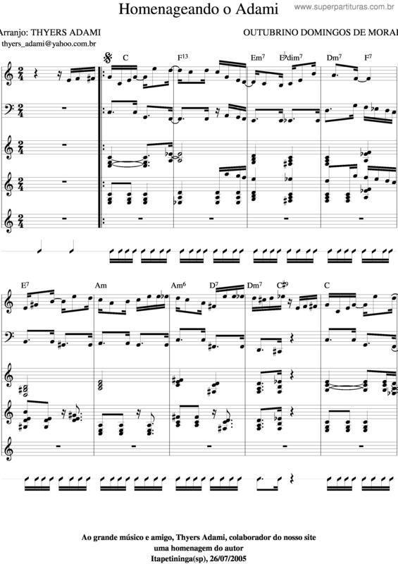 Partitura da música Homenageando O Adami v.3