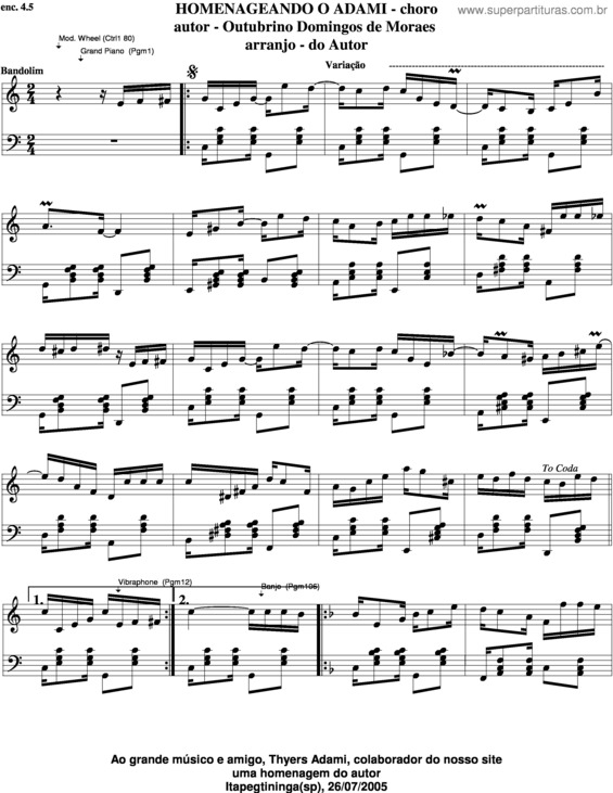 Partitura da música Homenageando O Adami v.7