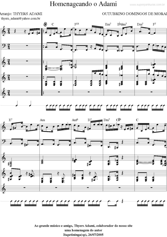 Partitura da música Homenageando o Adami