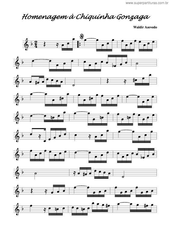 Partitura da música Homenagem À Chiquinha Gonzaga