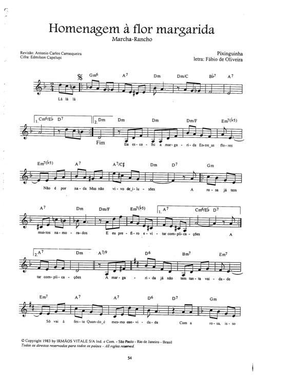 Partitura da música Homenagem À Flor Margarida v.5