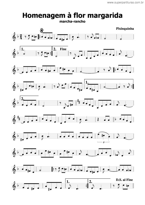 Partitura da música Homenagem À Flor Margarida