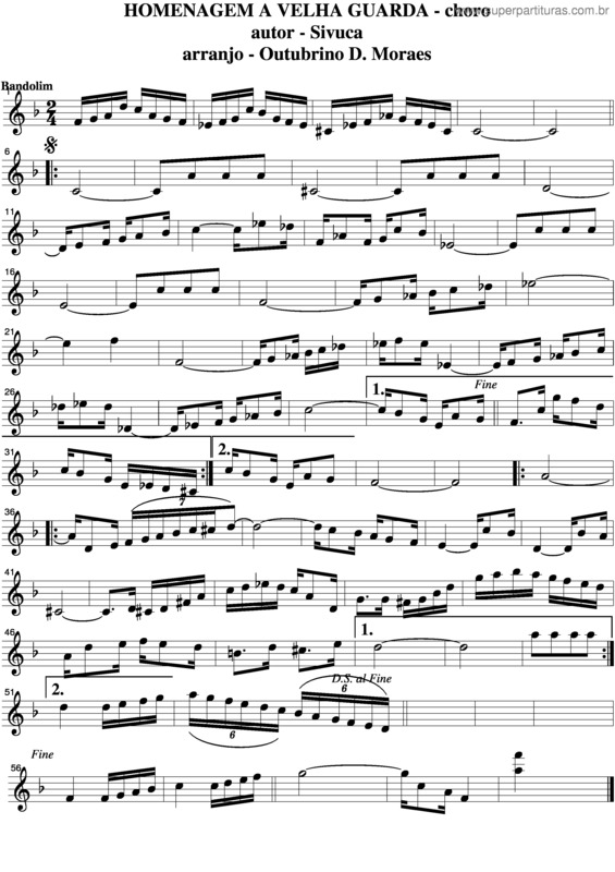 Partitura da música Homenagem À Velha-Guarda v.2