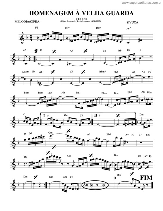 Partitura da música Homenagem À Velha-Guarda v.3