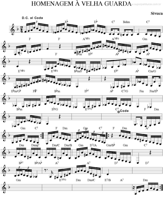 Partitura da música Homenagem À Velha Guarda