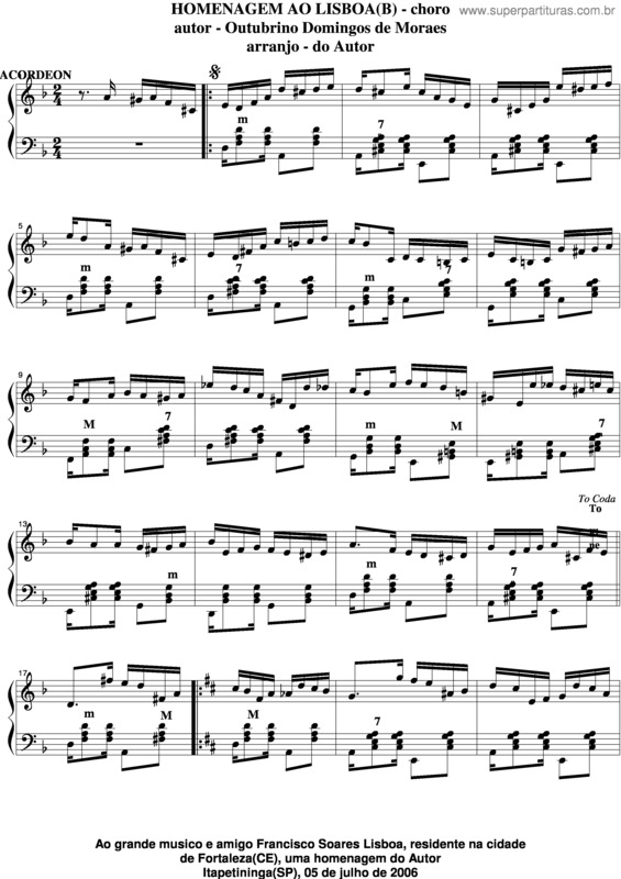 Partitura da música Homenagem Ao Lisboa v.3