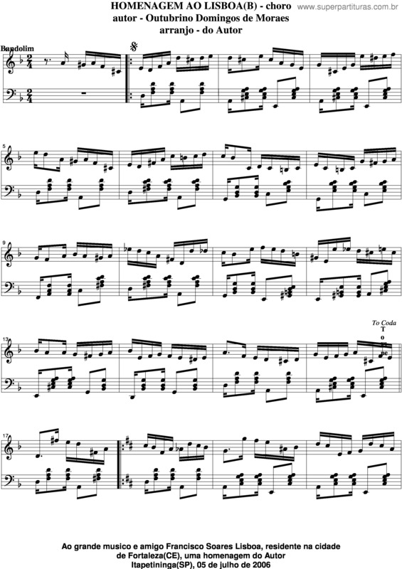 Partitura da música Homenagem Ao Lisboa v.5