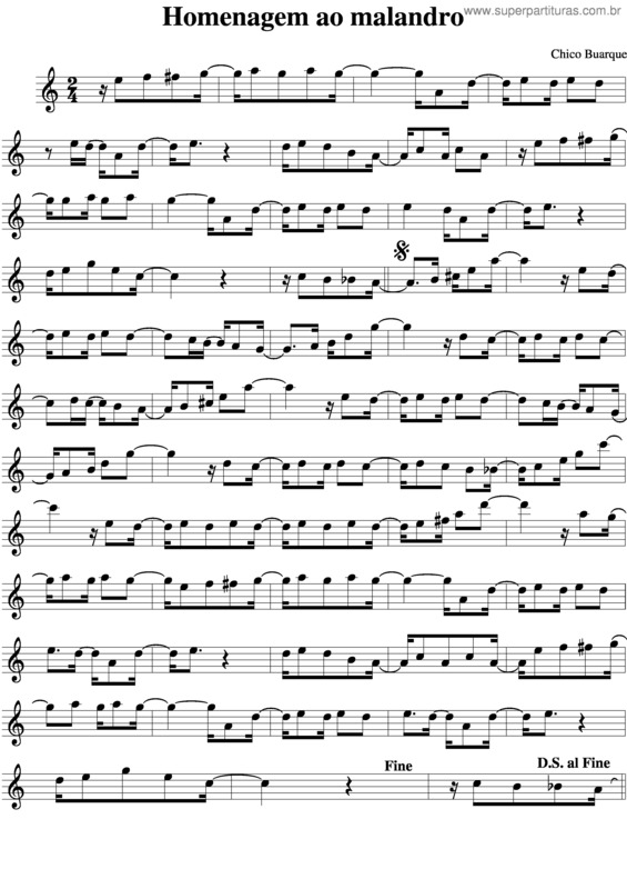 Partitura da música Homenagem Ao Malandro