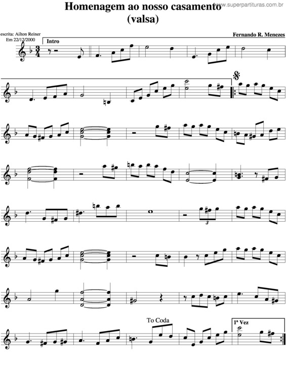 Partitura da música Homenagem Ao Nosso Casamento