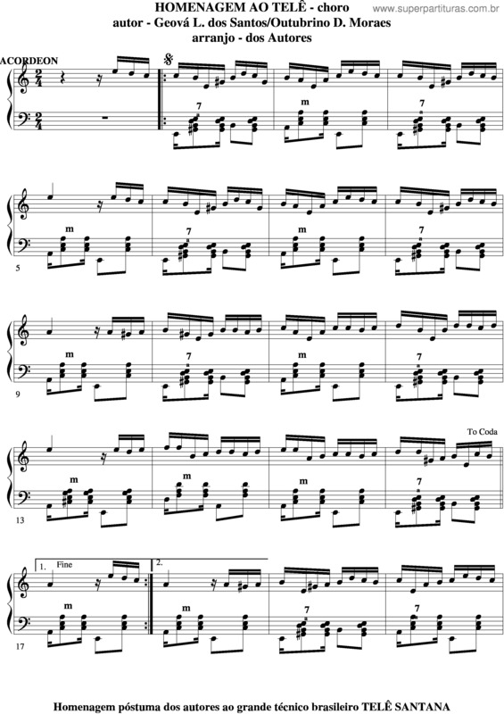 Partitura da música Homenagem Ao Telê v.4