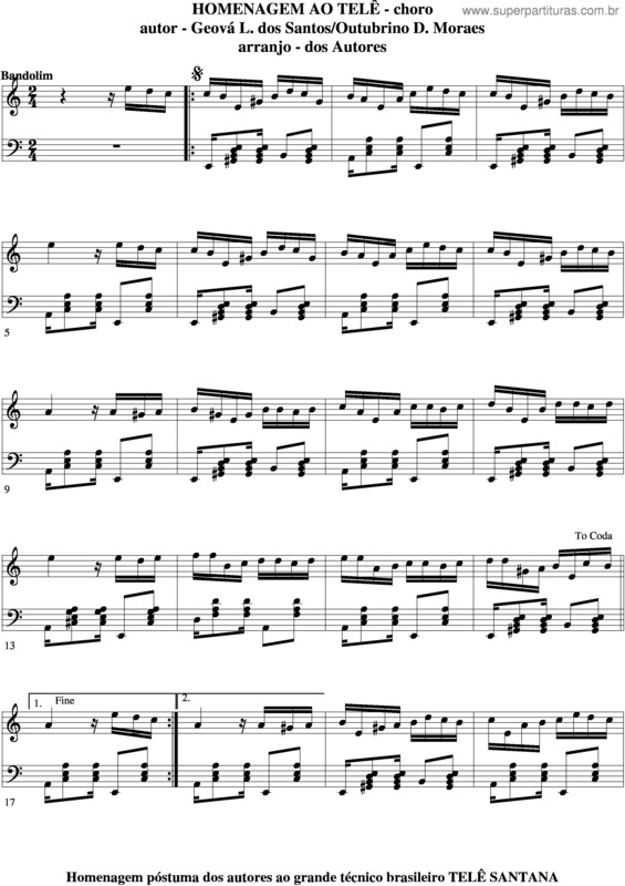 Partitura da música Homenagem Ao Telê v.5