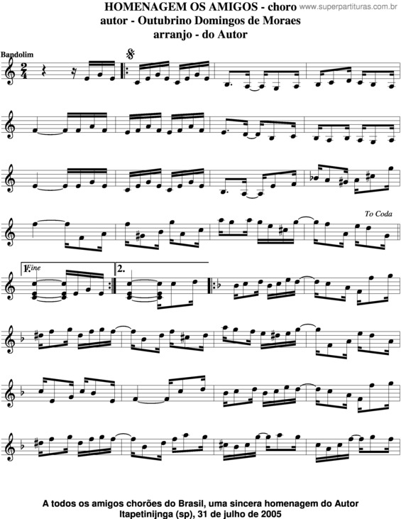 Partitura da música Homenagem Aos Amigos v.2