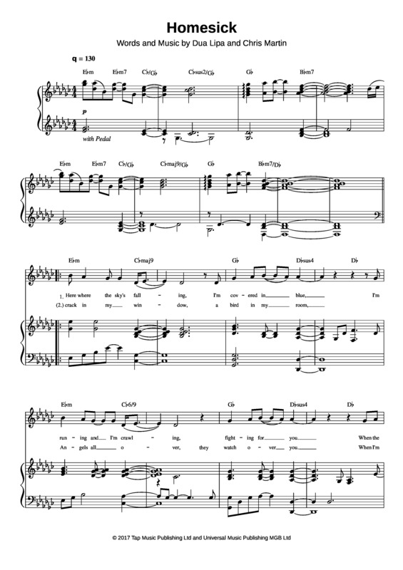 Partitura da música Homesick