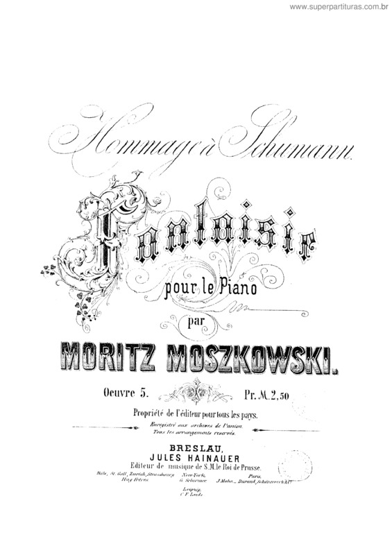 Partitura da música Hommage à Schumann