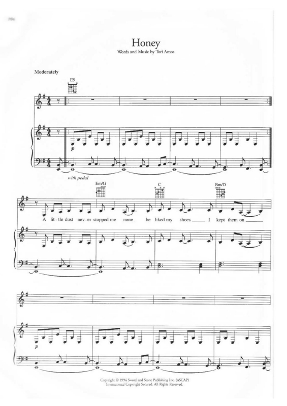 Partitura da música Honey